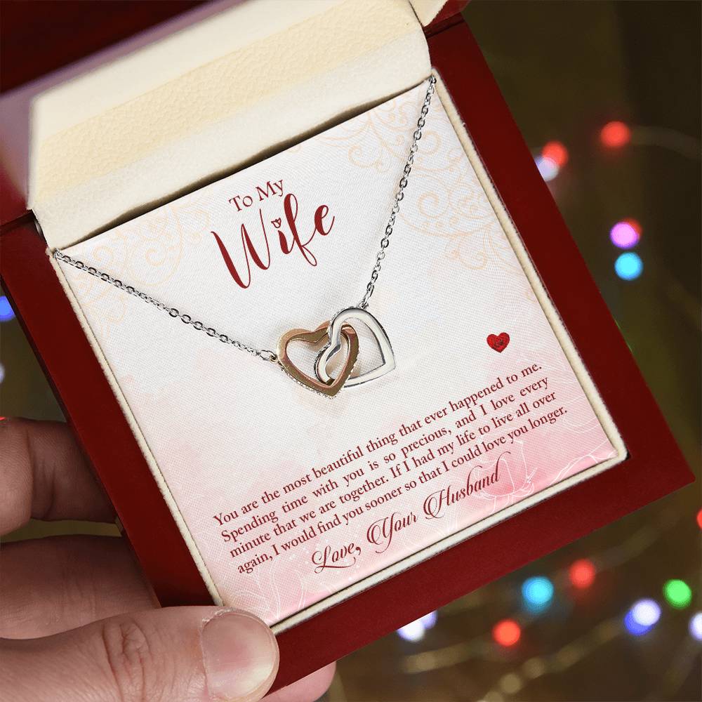 Interlocking Hearts Necklace - You Are The Most Beautiful